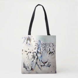 Nuzzling Aquarell-Schnee-Leoparden Tasche