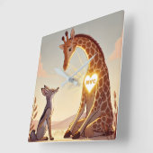 NVC Giraffe und Jackal - Gewaltlose Kommunikation Quadratische Wanduhr (Winkel)