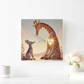 NVC Giraffe und Jackal - Gewaltlose Kommunikation Quadratische Wanduhr (Zuhause)