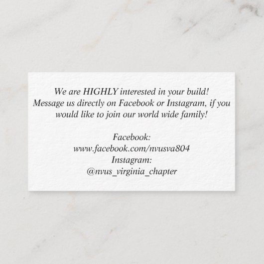 NvUS Einstellung, 3,5" x 2,0", 100 verpacken, weiß Visitenkarte (Rückseite)