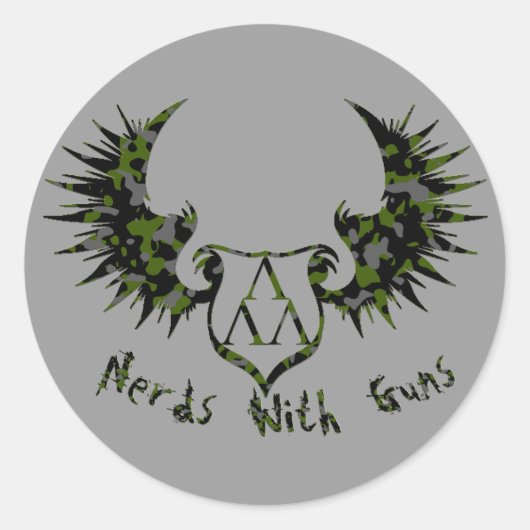 NWG-CAMMO-ARCH-GLOW copy, cammo-trilam-logo-wings- Runder Aufkleber (Vorderseite)