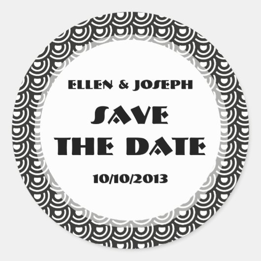 NY Art Deco Metropolitan Moderne Schwarz-Weiß Runder Aufkleber (Vorderseite)