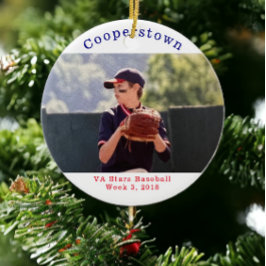 NY Baseball Player Foto Name Team Keramik Ornament
