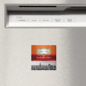 NY City Skyline BW 112 Red Gold Paisley Rett Date Magnet (In Situ (Geschirrspüler))