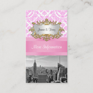 NY City Skyline BW D4P Pink Damask Umschließung Begleitkarte