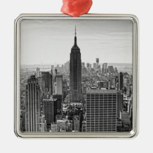 NY City Skyline Emp St Bldg, WTC SW Ornament Aus Metall