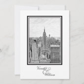 NY City Skyline ESB BW Etched Wedding Einladung (Vorderseite)