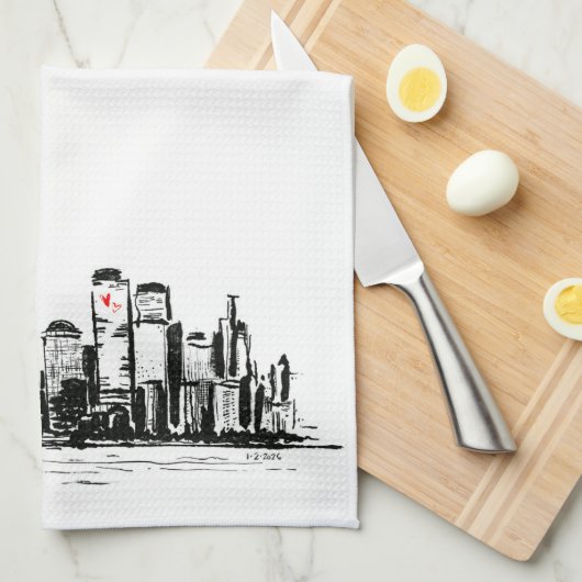 NY Cityscape Kitchen Towel Geschirrtuch (Viertel Falte)