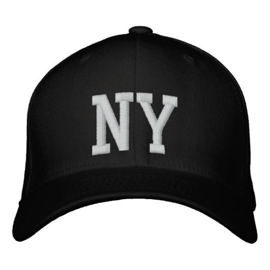 NY Custom Cap - Schwarzweiß Bestickte Kappe (Vorderseite)