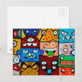 NY Graffiti Street Art - Niedliche Alberne Monster Postkarte (Vorne/Hinten)