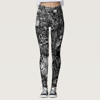 NY GRAFFITI WERFEN OBEN LEGGINGS-SCHWARZES LEGGINGS