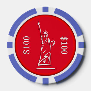 NY Lady Liberty Rot Weiß Blau Pokerchips