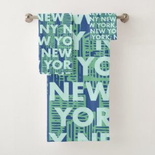 NY NEW YORK Grafikmuster Badhandtuch Set
