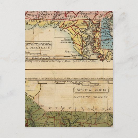 NY, NJ, Pa, Del, Md Postkarte (Vorderseite)