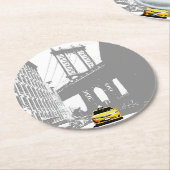 Ny Nyc New York City Brooklyn Bridge Yellow Taxi Runder Pappuntersetzer (Angewinkelt)