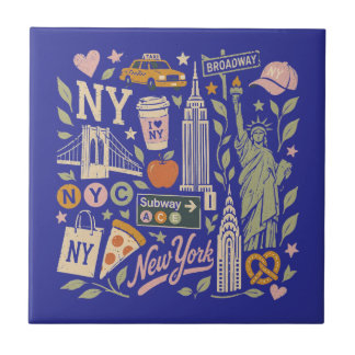 NY Retro-Collage-Design Fliese