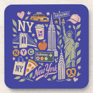 NY Retro-Collage-Design Getränkeuntersetzer
