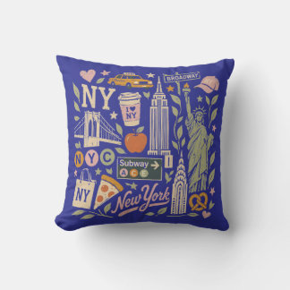 NY Retro-Collage-Design Kissen