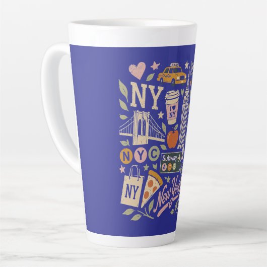 NY Retro-Collage-Design Milchtasse (Linke Ecke)