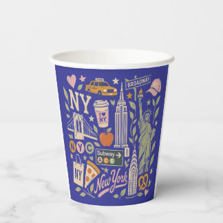 NY Retro-Collage-Design Pappbecher