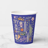 NY Retro-Collage-Design Pappbecher (Vorderseite)