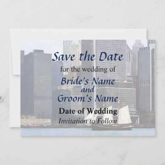 NY - Schooner gegen Manhattan Skyline Save The Date (Vorderseite)