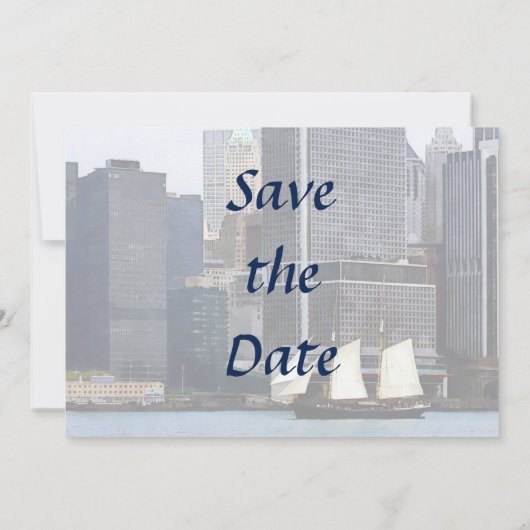 NY - Schooner gegen Manhattan Skyline Save The Date (Rückseite)