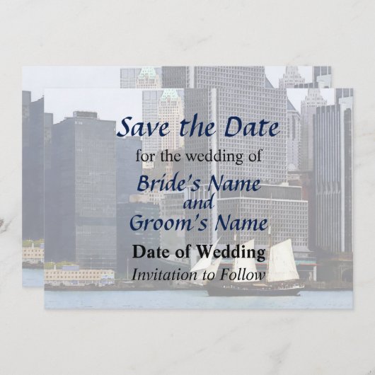 NY - Schooner gegen Manhattan Skyline Save The Date (Vorne/Hinten)
