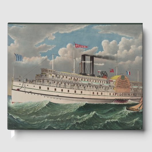 NY Voyage Grand Paddlewheel Dampfboot Pilgrim Gästebuch (Vorderseite)