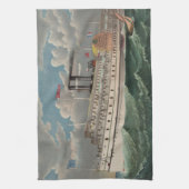NY Voyage Grand Paddlewheel Dampfboot Pilgrim Geschirrtuch (Vertikal)