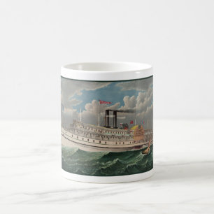 NY Voyage Grand Paddlewheel Dampfboot Pilgrim Kaffeetasse