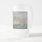 NY Voyage Grand Paddlewheel Dampfboot Pilgrim Mattglas Bierglas (VorderseiteRechts)