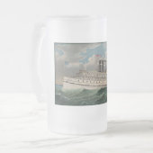 NY Voyage Grand Paddlewheel Dampfboot Pilgrim Mattglas Bierglas (Vorderseite Links)