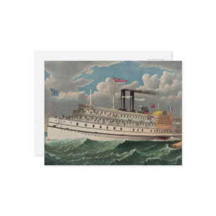 NY Voyage Grand Paddlewheel Dampfboot Pilgrim Postkarte