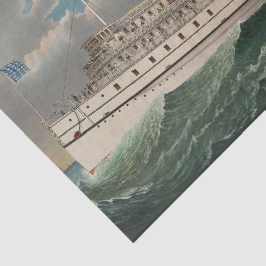 NY Voyage Grand Paddlewheel Dampfboot Pilgrim Seidenpapier (Ausschnitt)