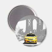 Ny Yellow Taxi Nyc Pop Art Image Brooklyn Bridge Magnet (Vorderseite/Rückseite)