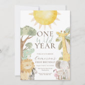 Nyala Safari Tiere Ein wildes Jahr erster Geburtst Einladung (Vorderseite)