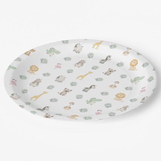 Nyala Safari Tiere Geburtstag Pappteller (Schrägansicht)