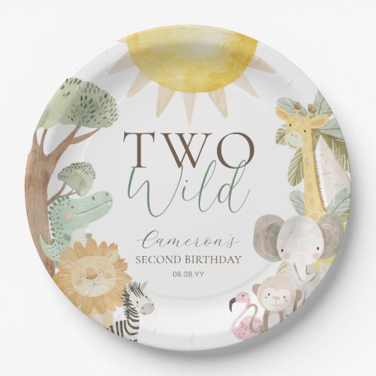 Nyala Safari Tiere Zwei wilde zweite Geburtstag Pappteller (Vorderseite)