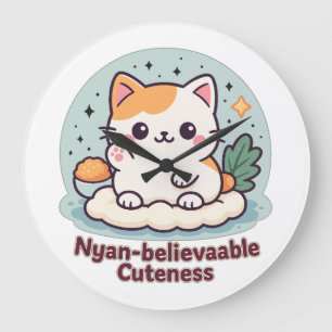 Nyan-glaubwürdige Kutheit - Niedliche Kawaii-Katze Große Wanduhr
