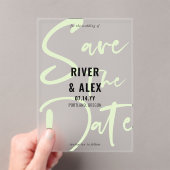 Nyanza Green Modern Script Save the Date Acryleinladungen (Insitu (Handheld))