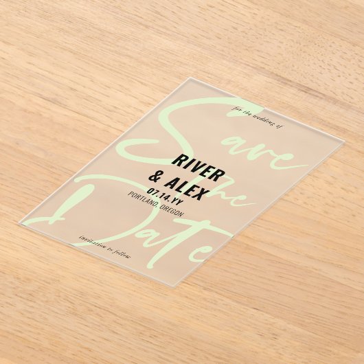 Nyanza Green Modern Script Save the Date Acryleinladungen (Ablage )
