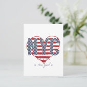 NYC American Flag Heart Postkarte (Stehend Vorderseite)