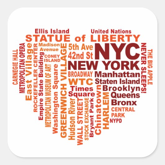 NYC-Aufkleber Quadratischer Aufkleber (Vorderseite)
