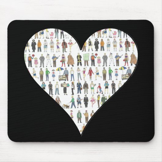 NYC Black Heart New York City People Mousepad (Vorne)