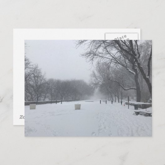 NYC Blizzard Upper West Side Riverside Park Snow Postkarte (Vorne/Hinten)
