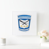 NYC Blue Griechisches Abendessen Coffee Happy zu s Quadratische Wanduhr (Zuhause)