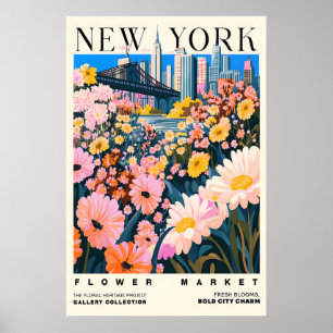 NYC-Blumenmarkt-Kunstprint Urbane Blumen Stadtland Poster