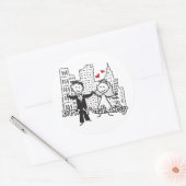 NYC Braut und Groom Wedding Runder Aufkleber (Umschlag)