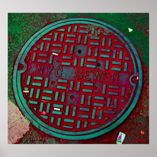 NYC Broadway Street Manhole Cover Art Print Poster (Vorne)